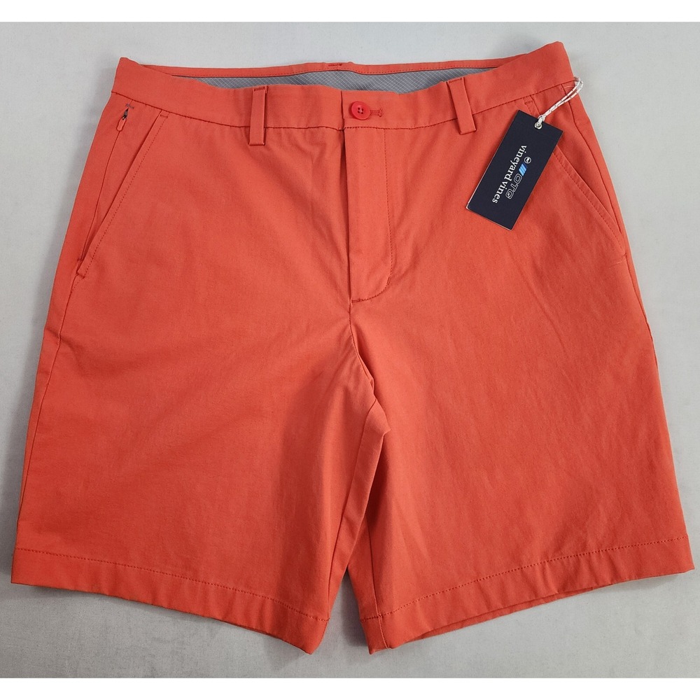 Vineyard Vines Mens OTG On-The-Go Shorts 32 9 Inch Poppy Orange 1H001073 NEW